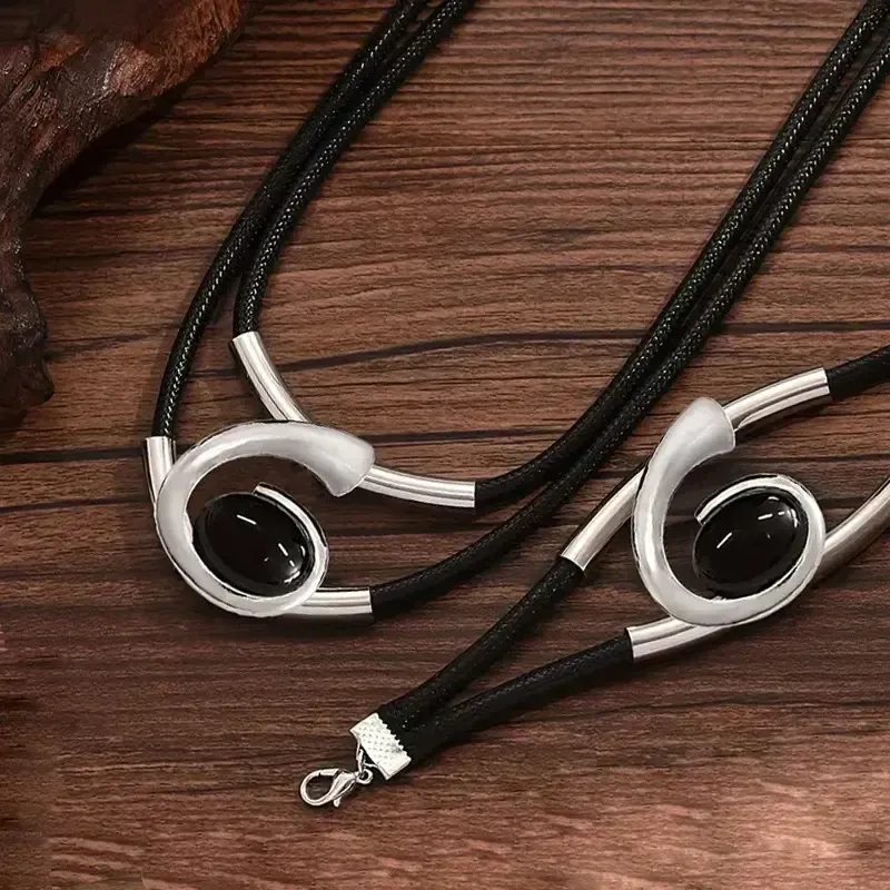 📿 50% DE RÉDUCTION ! ✨ Ensemble Collier & Bracelet Pierre Acrylique Bohème - Design Vintage Léger et Élégant, Cadeau Parfait pour les Amatrices de Mode 👒📦