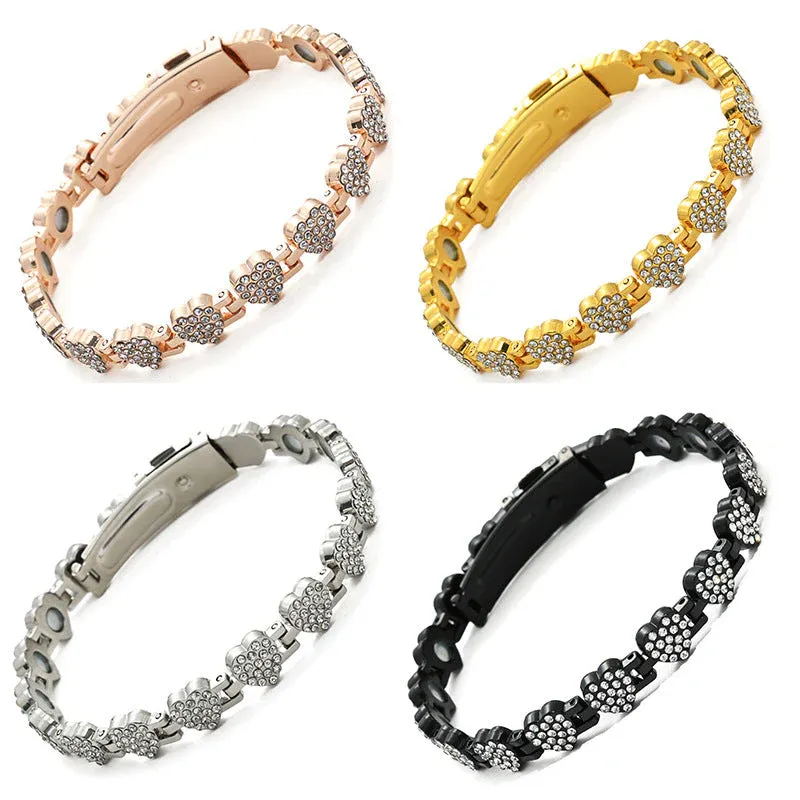 Women's Dazzling Heart-Shaped Magnetic Copper Bracelets