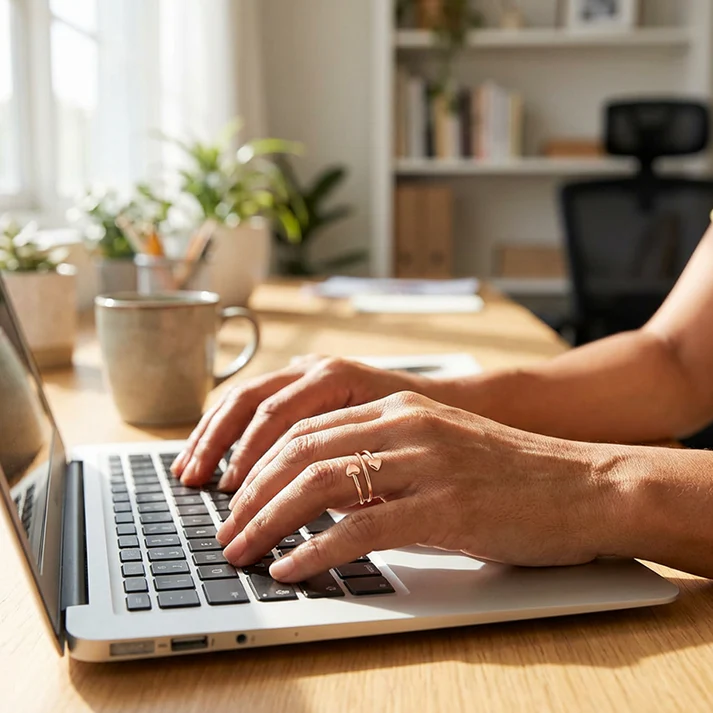 Elegant copper ring with magnetic heart
