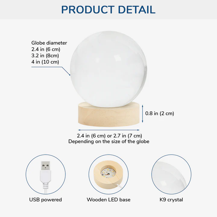 Personalised Memorial Crystal Ball Lamp with Photo