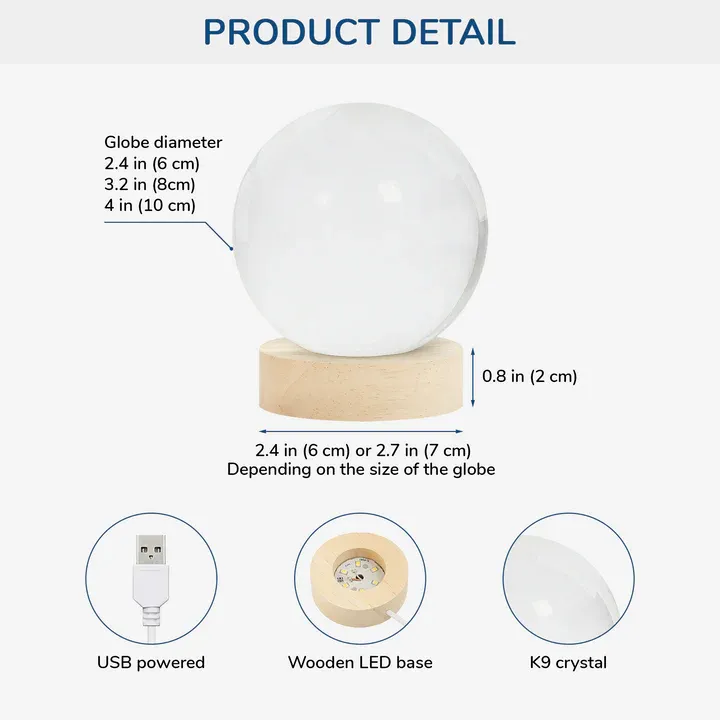 Personalised Memorial Crystal Ball Lamp with Photo