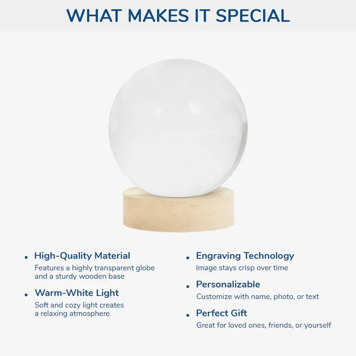 Personalised Memorial Crystal Ball Lamp with Photo