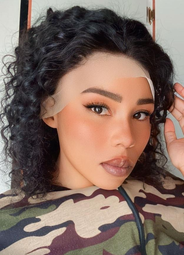 Water Wave Full Frontal Curls  Synthetic Hair Brazilian Hair Wig - 18 cm