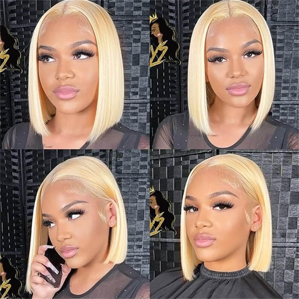 10" Premium Synthetic #613 Blonde Frontal Bob Wig – Glueless HD Lace