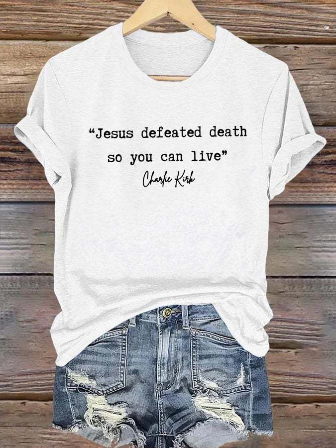 Women'S Jesus Conquered Death, So You Can Live American Hero Print T-Shirt-TP MERCH