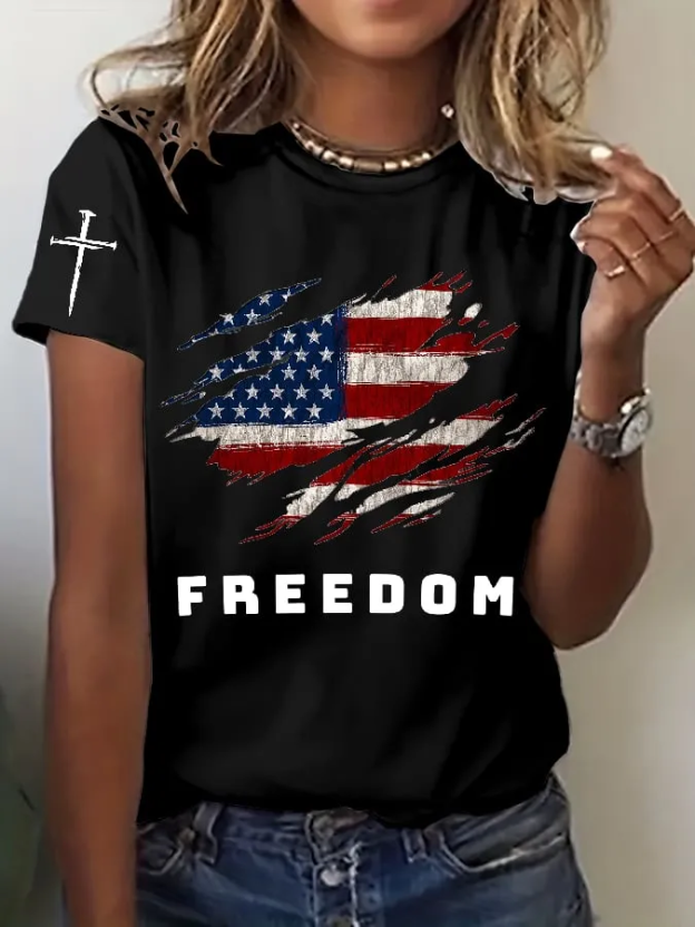 Freedom & Faith Printed T-shirt-TP MERCH