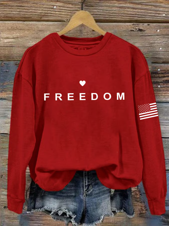 Women's Freedom American Flag Printed Sweatshirt-TP MERCH
