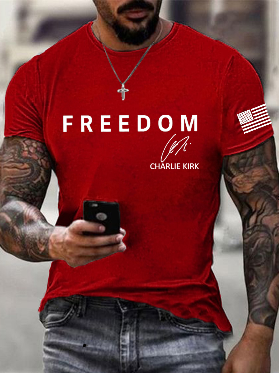 Men's Freedom Is Not Free R.I.P Charlie Kirk Short Sleeve T-shirt-TP MERCH