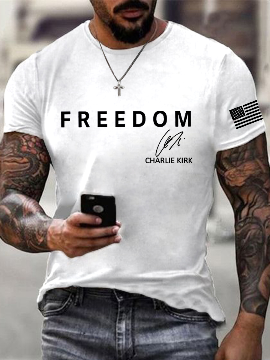 Men's Freedom Is Not Free R.I.P Charlie Kirk Short Sleeve T-shirt-TP MERCH