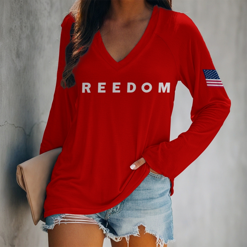 Women's Freedom And American Flag Printed Casual T-Shirt-TP MERCH