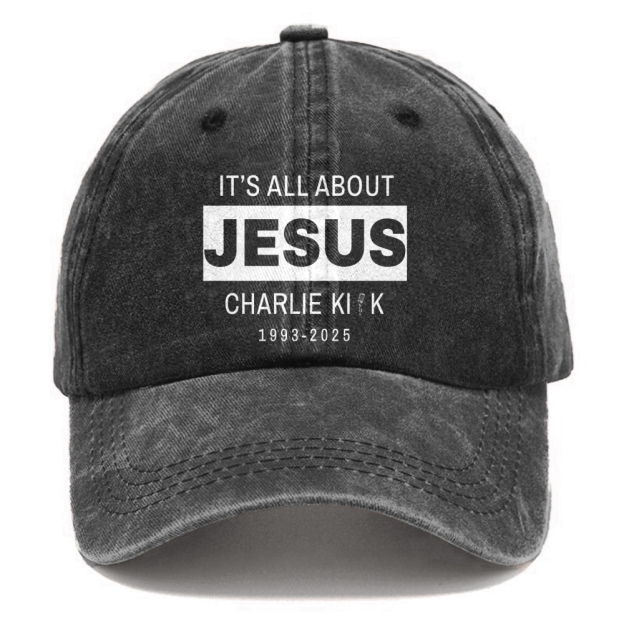 Unisex It's All About Jesus Print Washed Hat-TP MERCH