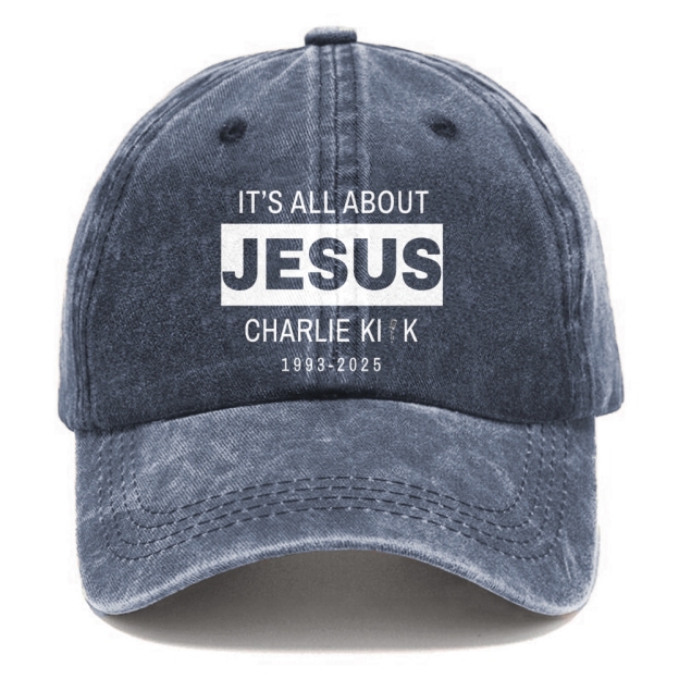 Unisex It's All About Jesus Print Washed Hat-TP MERCH