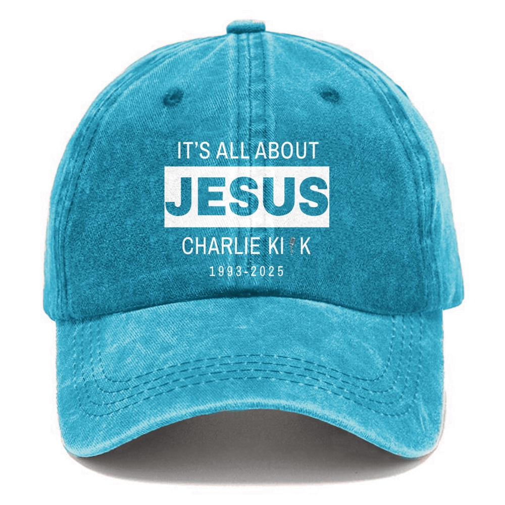 Unisex It's All About Jesus Print Washed Hat-TP MERCH