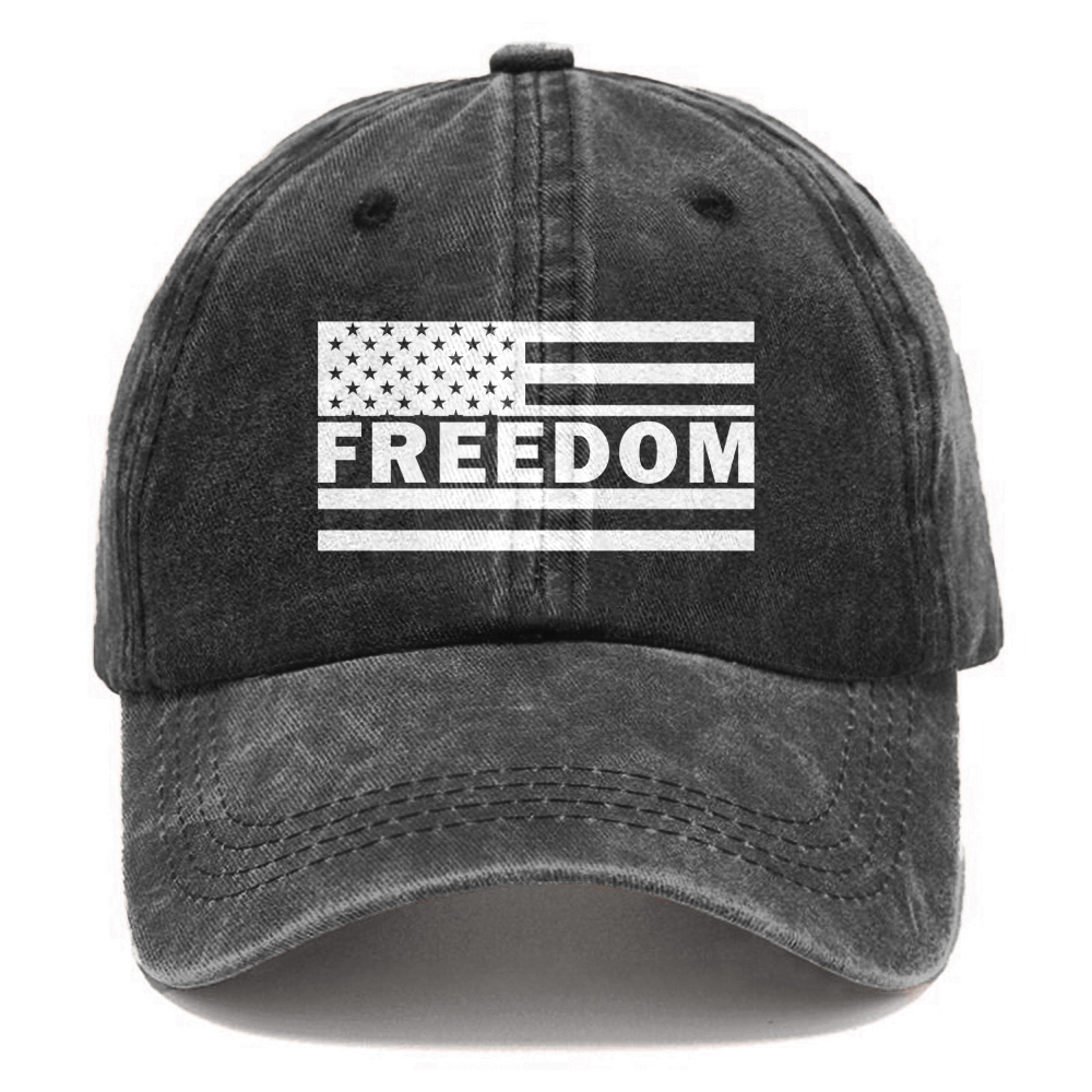 Unisex Freedom American Flag Print Washed Hat-TP MERCH