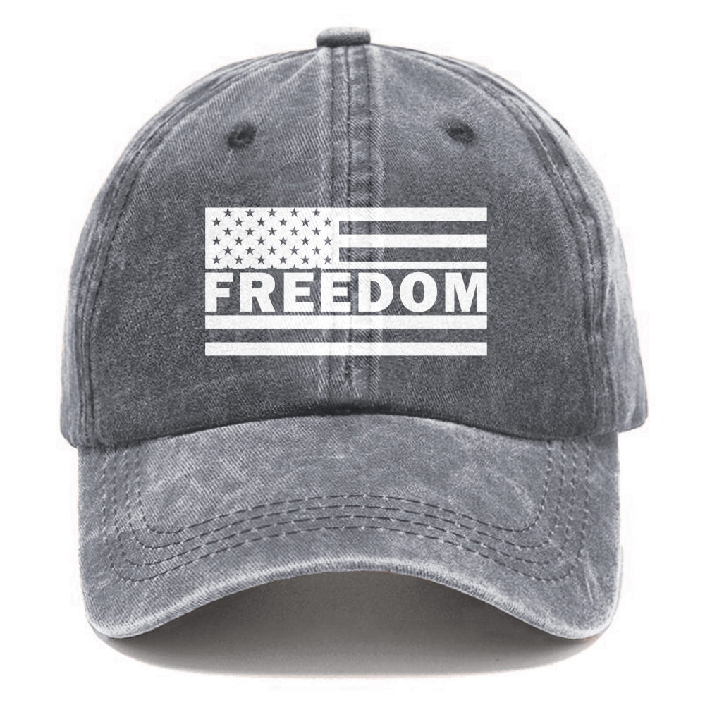 Unisex Freedom American Flag Print Washed Hat-TP MERCH