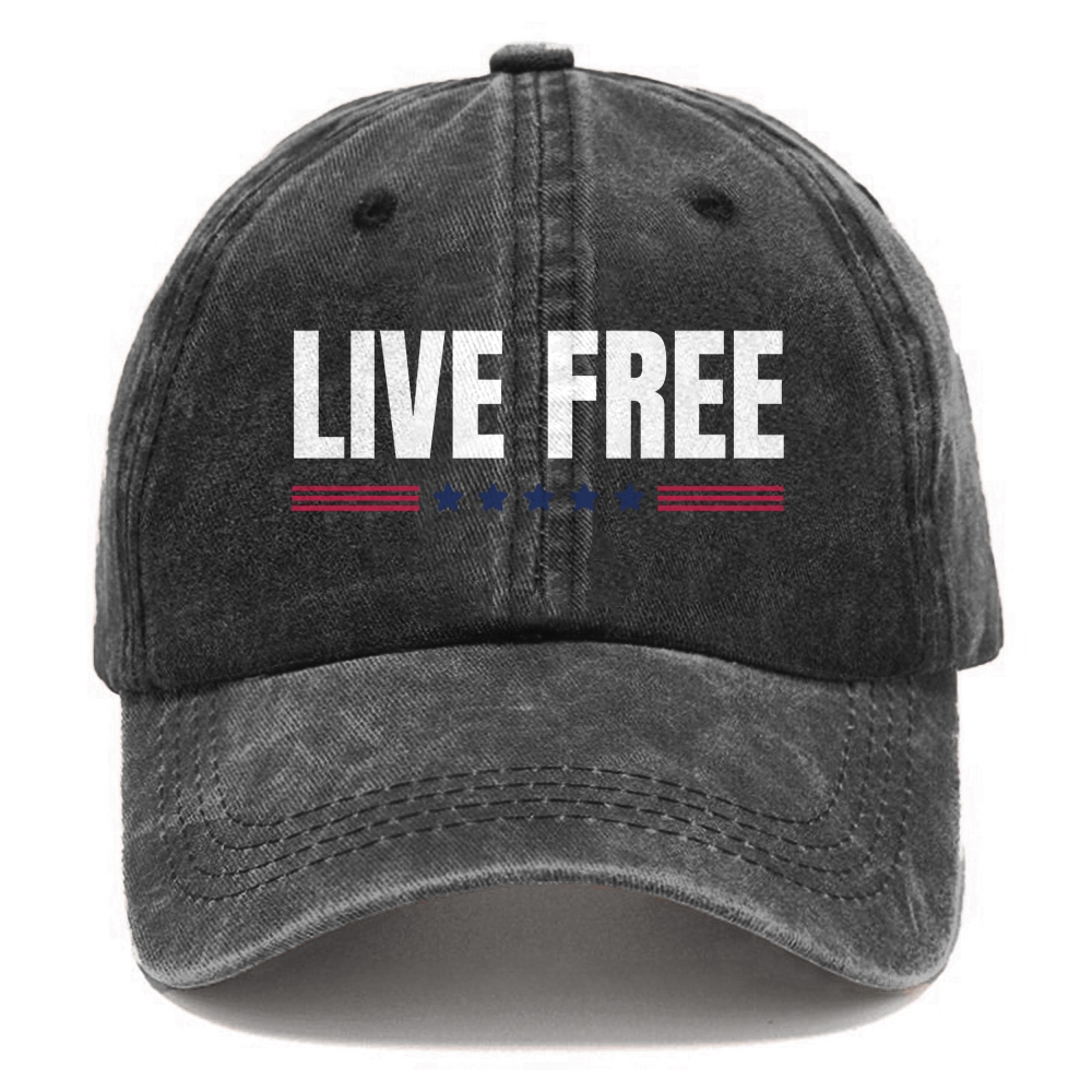 Unisex Freedom Live Free Print Washed Hat-TP MERCH