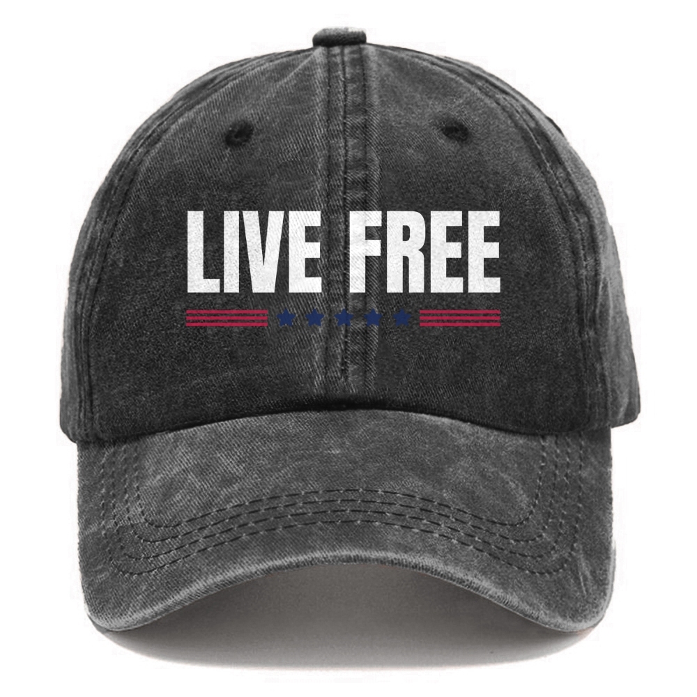 Unisex Freedom Live Free Print Washed Hat-TP MERCH