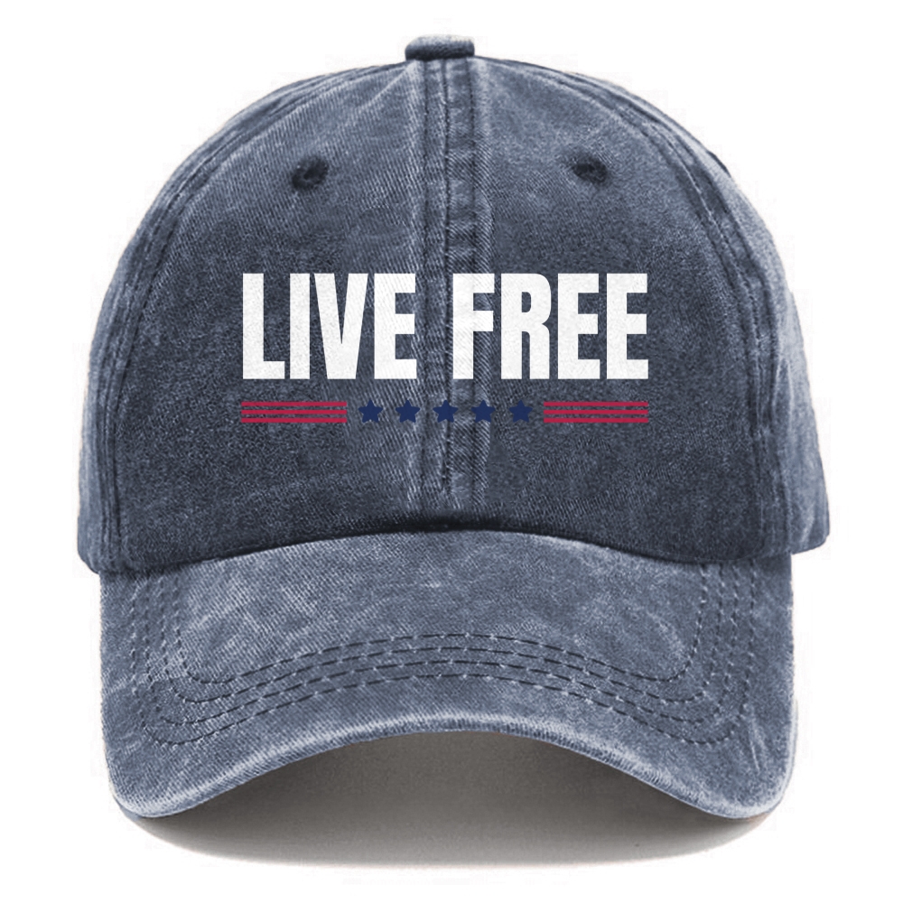 Unisex Freedom Live Free Print Washed Hat-TP MERCH