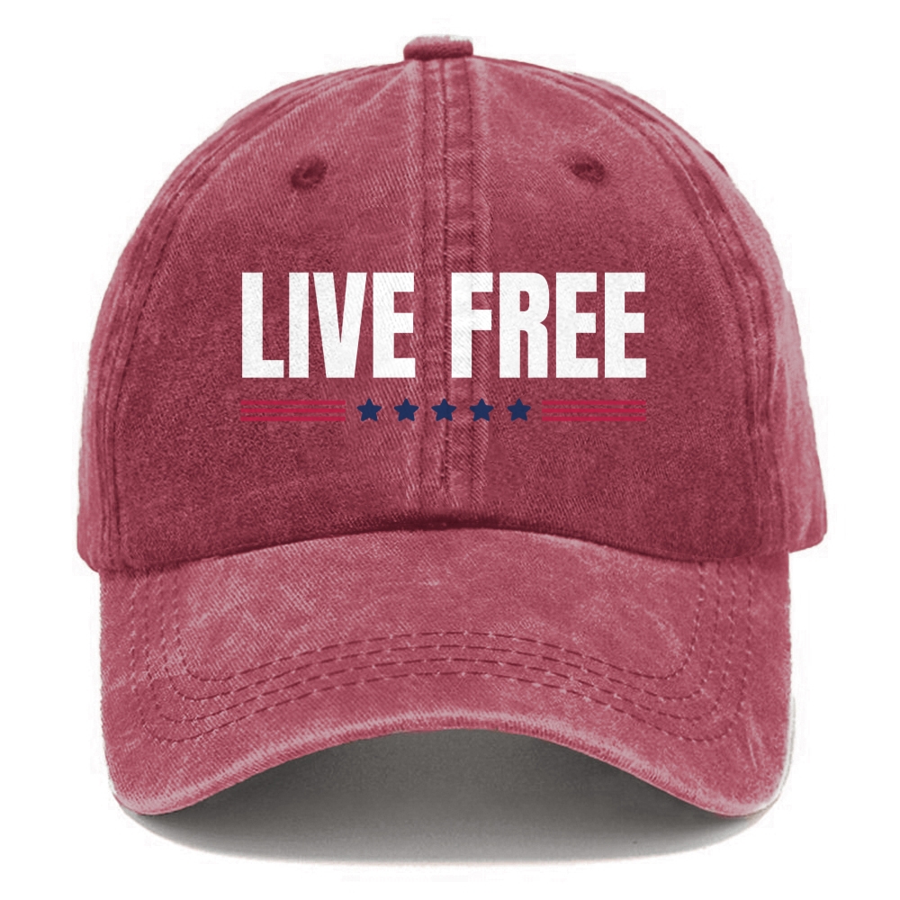 Unisex Freedom Live Free Print Washed Hat-TP MERCH