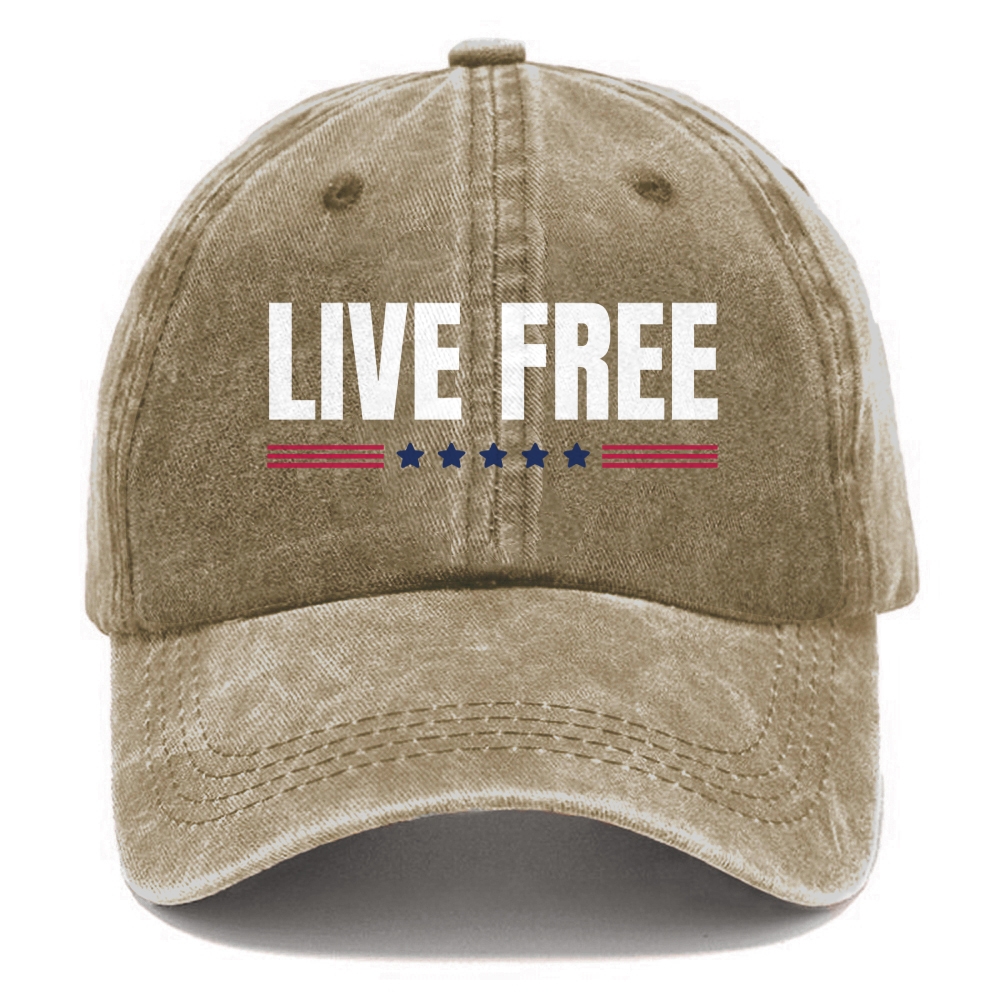 Unisex Freedom Live Free Print Washed Hat-TP MERCH