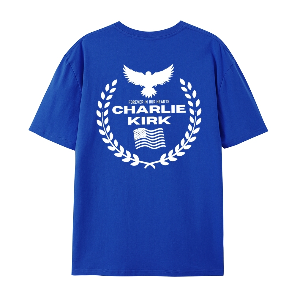 Women's Patriotic Eagle Wreath Forever in Our Hearts Pride T-Shirt-TP MERCH