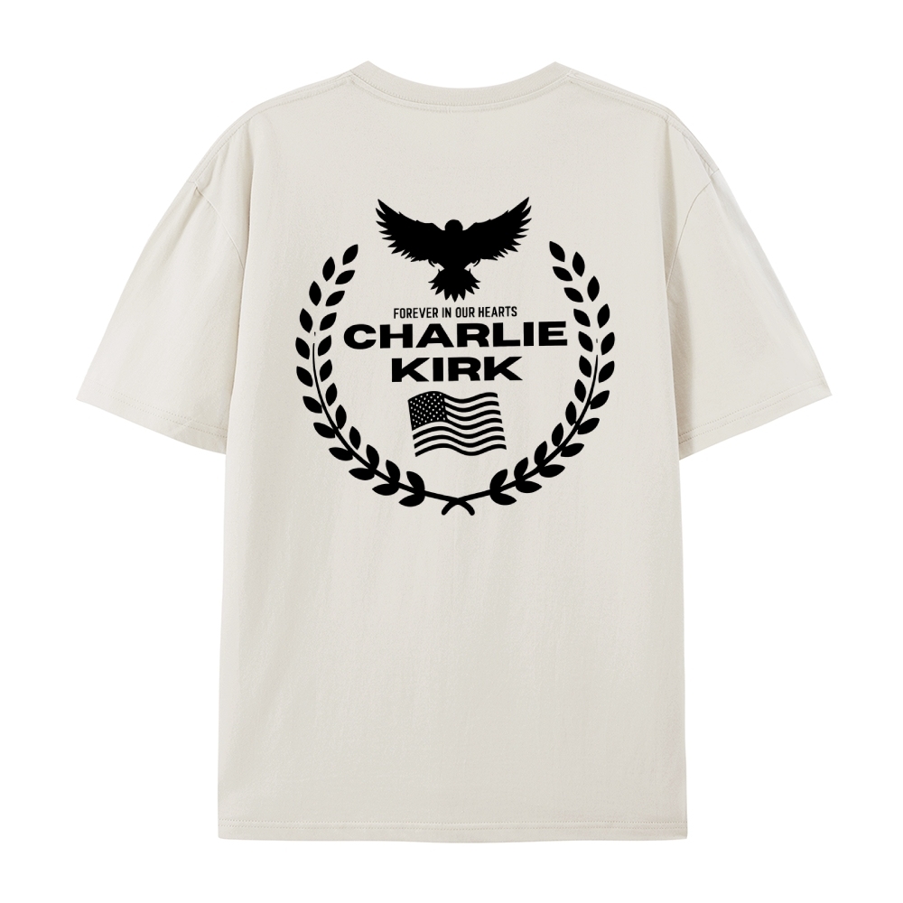 Women's Patriotic Eagle Wreath Forever in Our Hearts Pride T-Shirt-TP MERCH