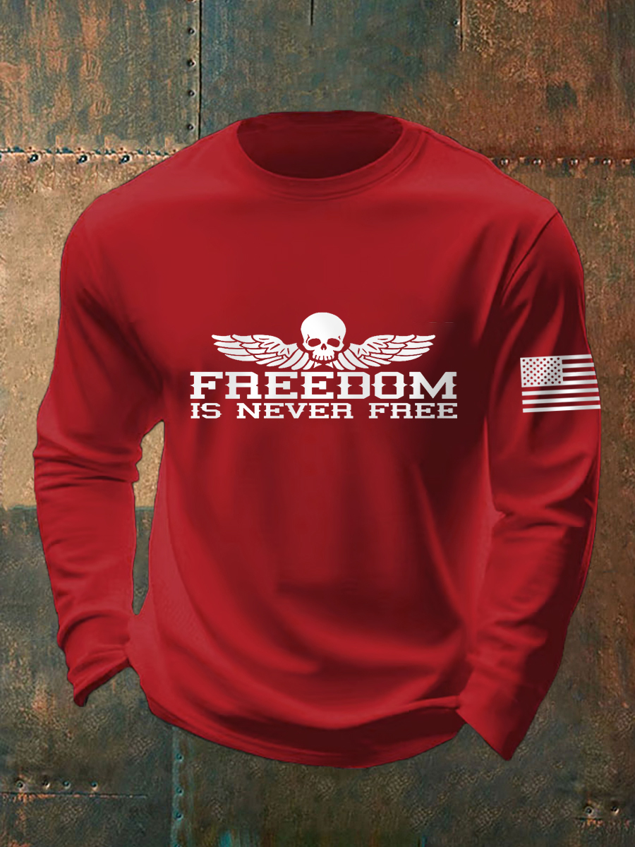 Men's Freedom Is Never Free Print Long Sleeve T-Shirt-TP MERCH