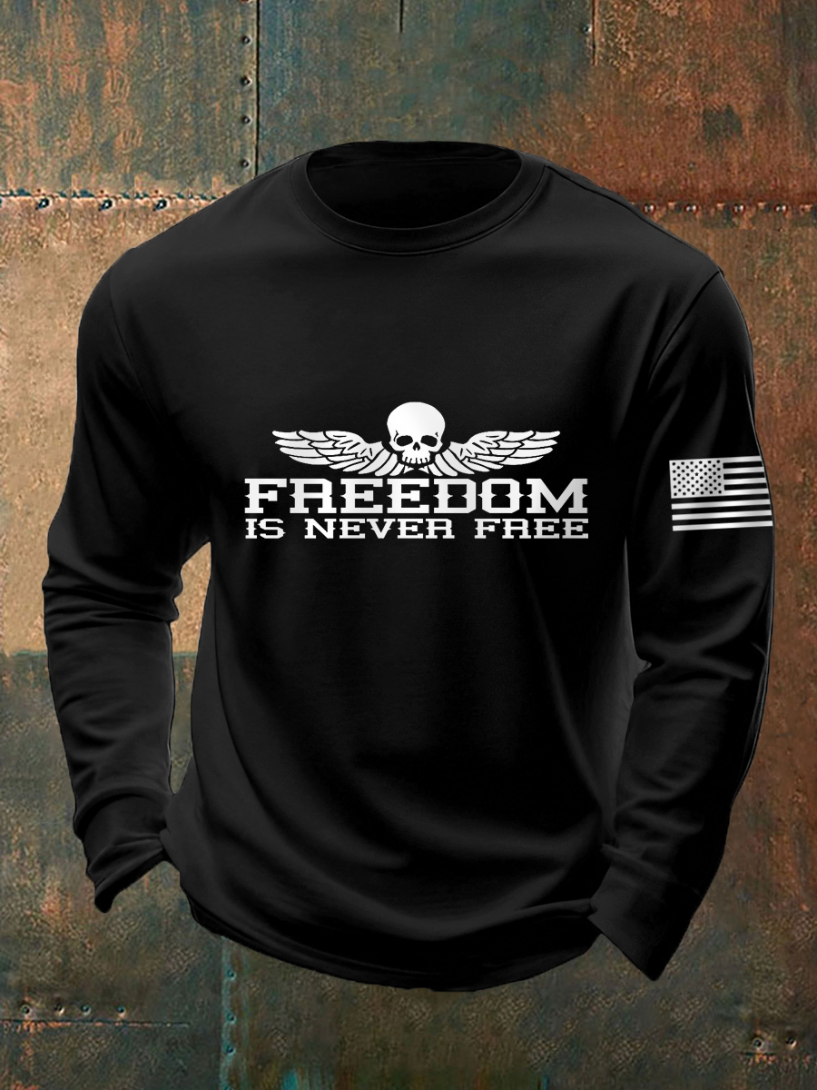 Men's Freedom Is Never Free Print Long Sleeve T-Shirt-TP MERCH