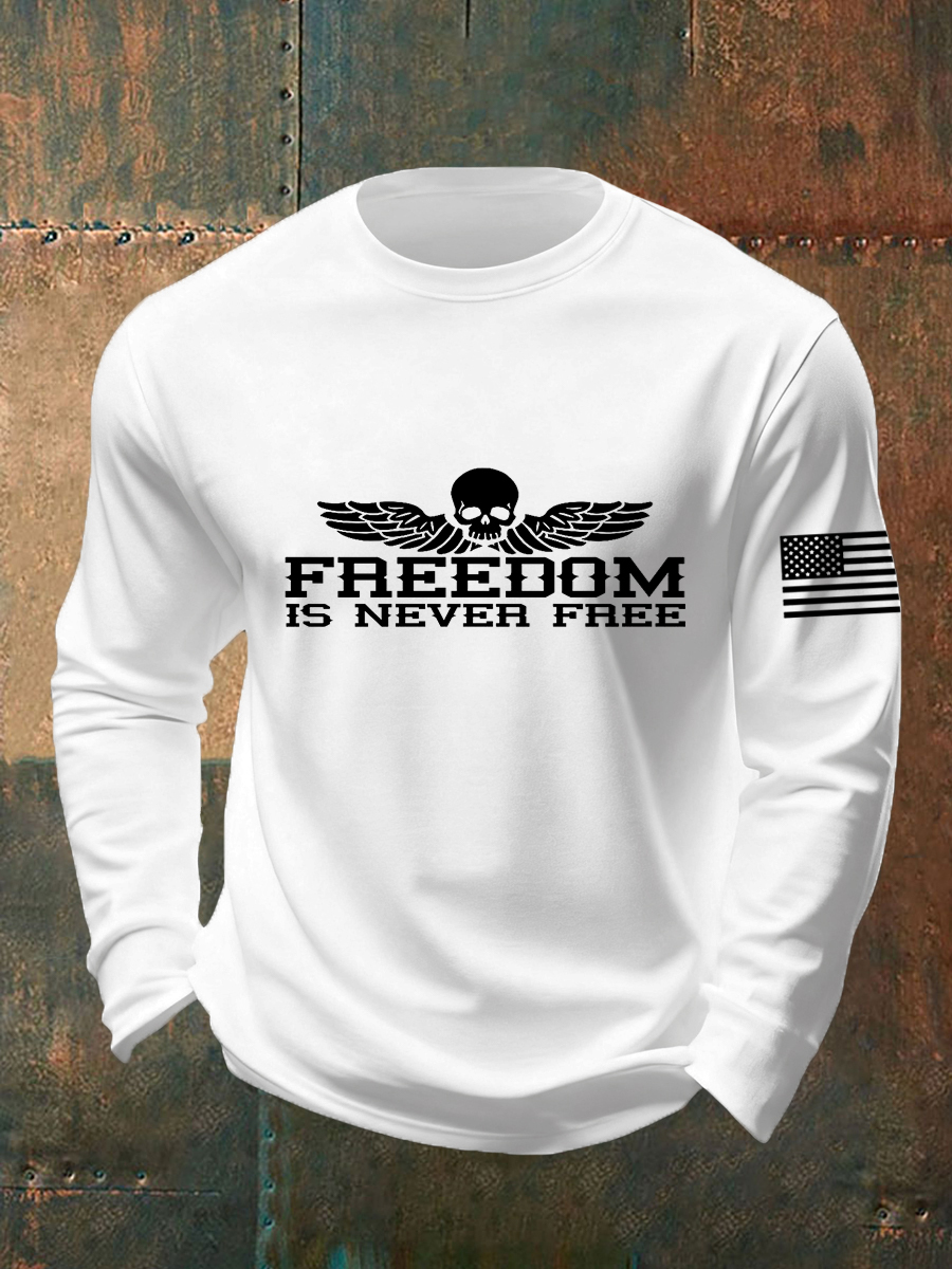 Men's Freedom Is Never Free Print Long Sleeve T-Shirt-TP MERCH
