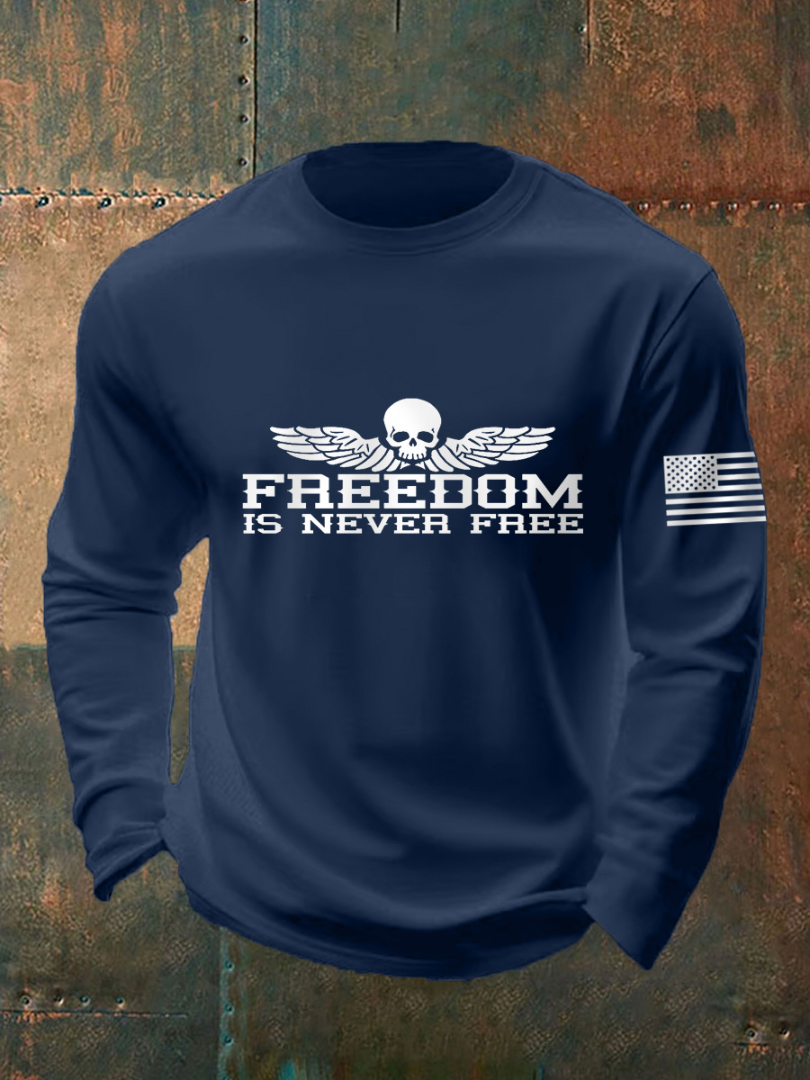 Men's Freedom Is Never Free Print Long Sleeve T-Shirt-TP MERCH