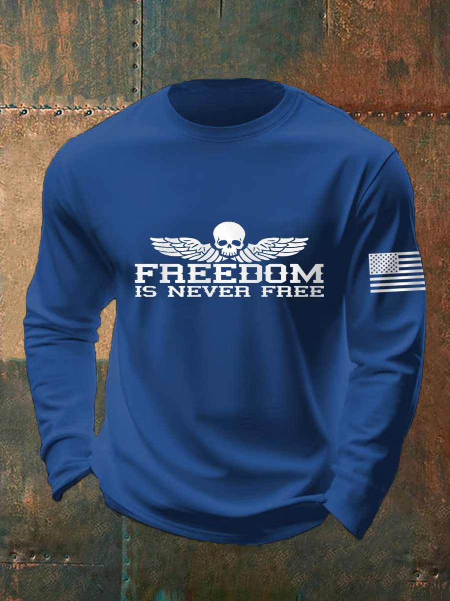 Men's Freedom Is Never Free Print Long Sleeve T-Shirt-TP MERCH