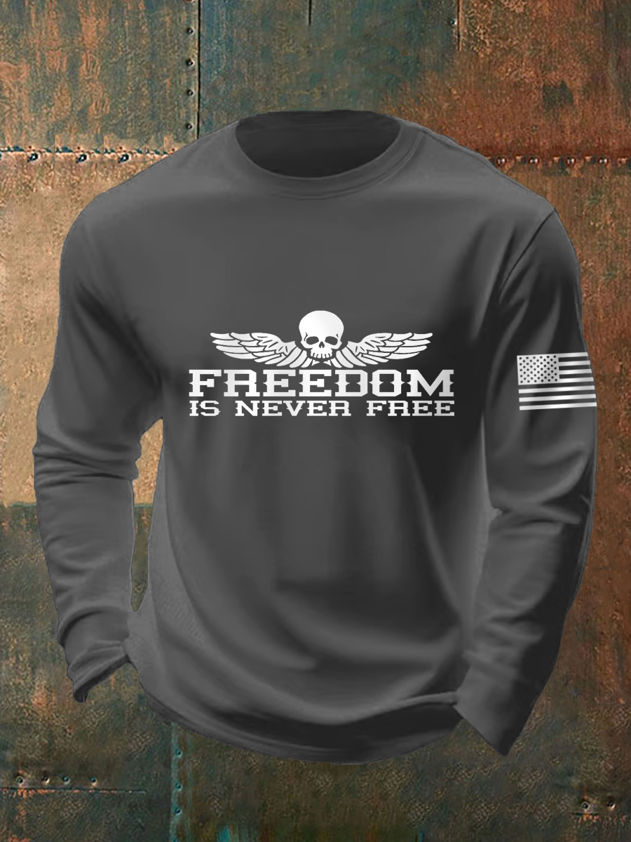 Men's Freedom Is Never Free Print Long Sleeve T-Shirt-TP MERCH