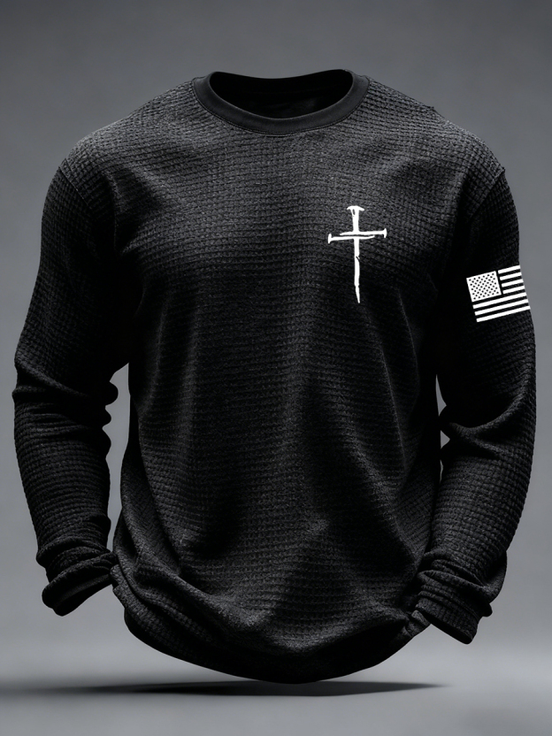 Men's Jesus The Way The Truth The Life Cross  Waffle Long Sleeve T-Shirt-TP MERCH