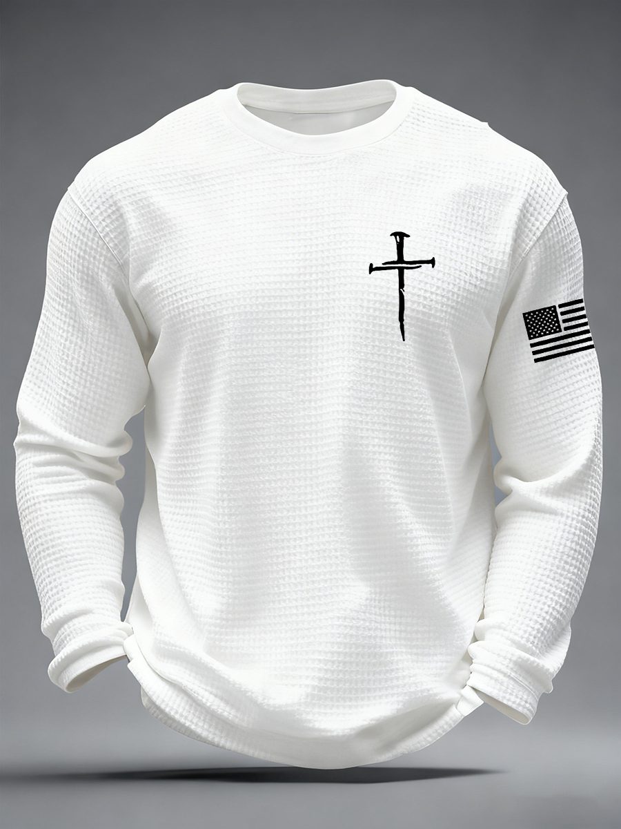 Men's Jesus The Way The Truth The Life Cross  Waffle Long Sleeve T-Shirt-TP MERCH