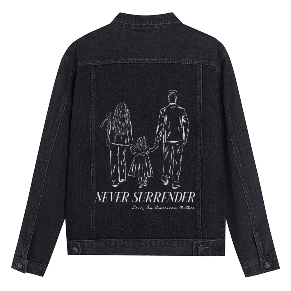Never Surrender Denim Jacket-TP MERCH