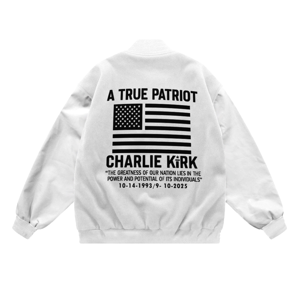 A True Patriot Patriotic-themed baseball jacket featuring pockets-TP MERCH