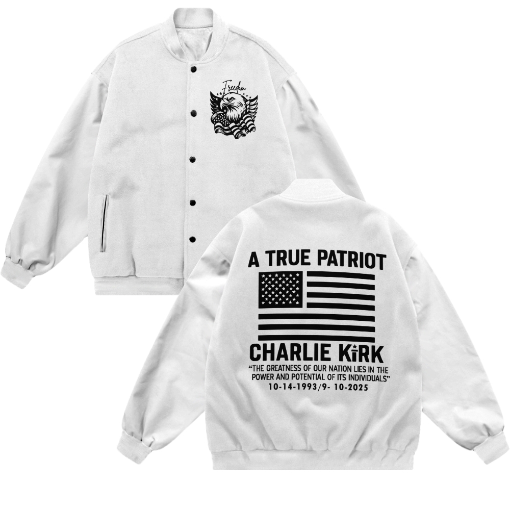 A True Patriot Patriotic-themed baseball jacket featuring pockets-TP MERCH