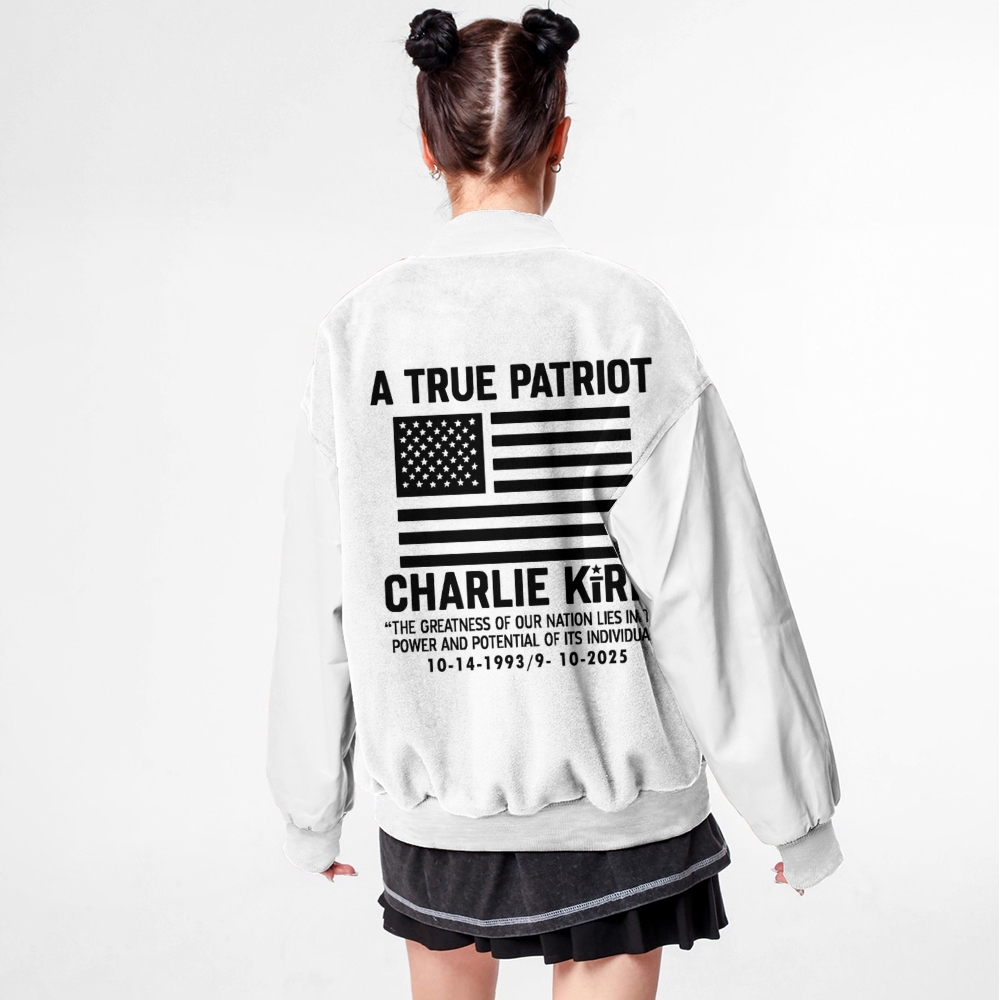 A True Patriot Patriotic-themed baseball jacket featuring pockets-TP MERCH