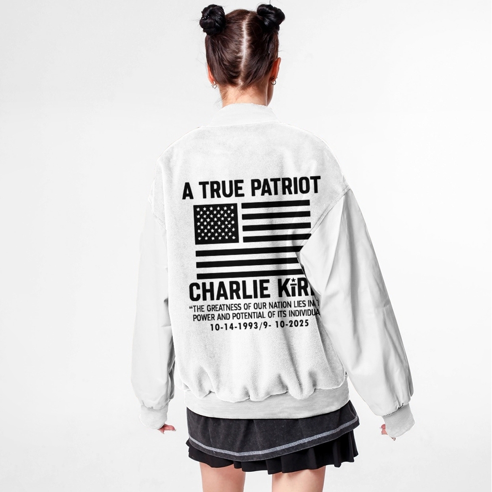 A True Patriot Patriotic-themed baseball jacket featuring pockets-TP MERCH