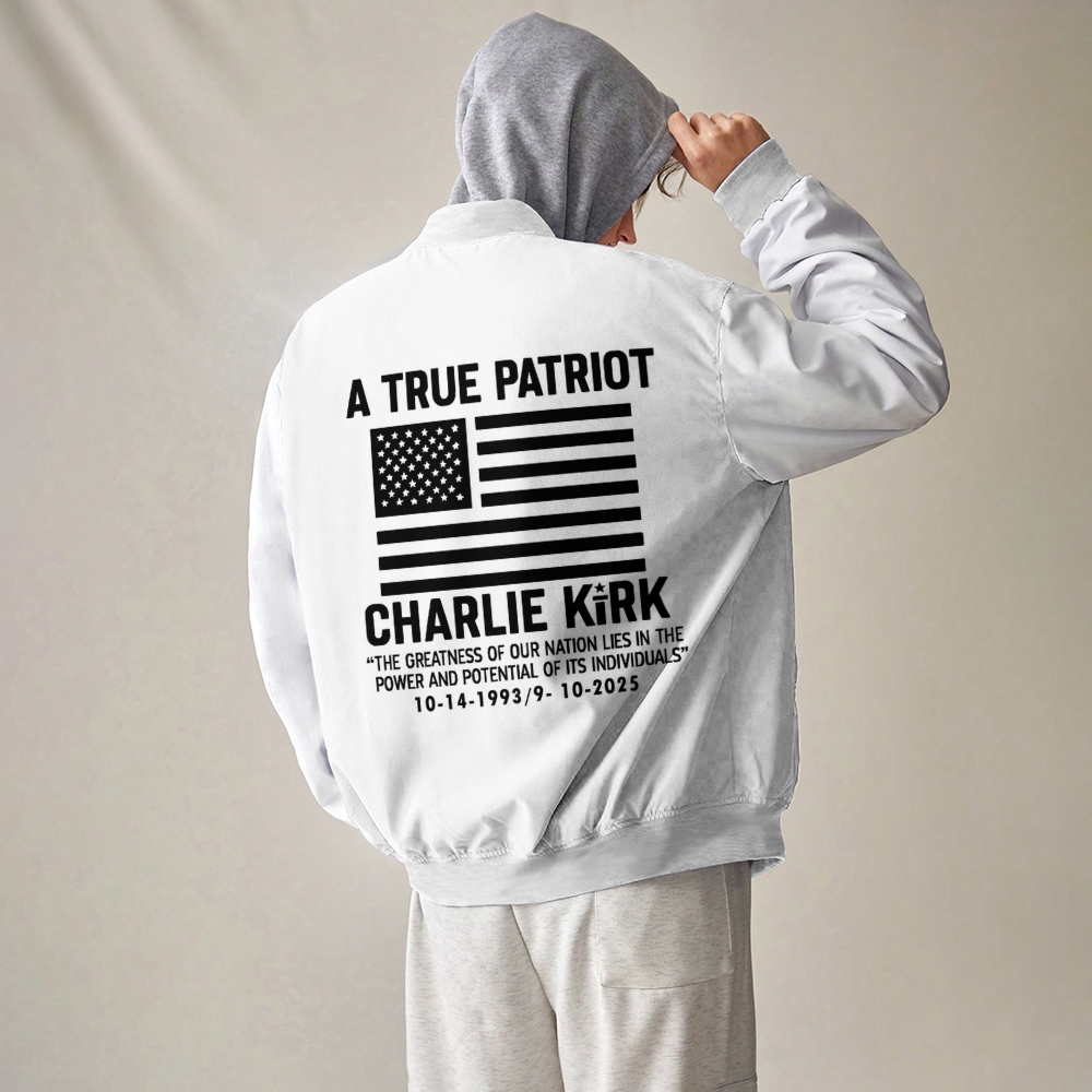 A True Patriot Patriotic-themed baseball jacket featuring pockets-TP MERCH