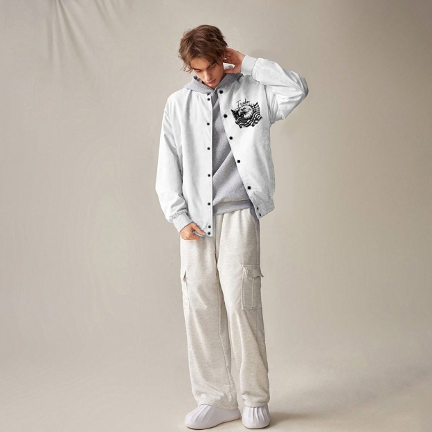 A True Patriot Patriotic-themed baseball jacket featuring pockets-TP MERCH