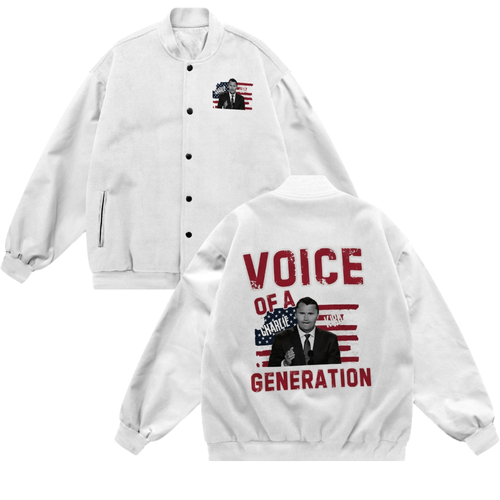 Voice Of A Generation Patriotic-themed baseball jacket featuring pockets-TP MERCH