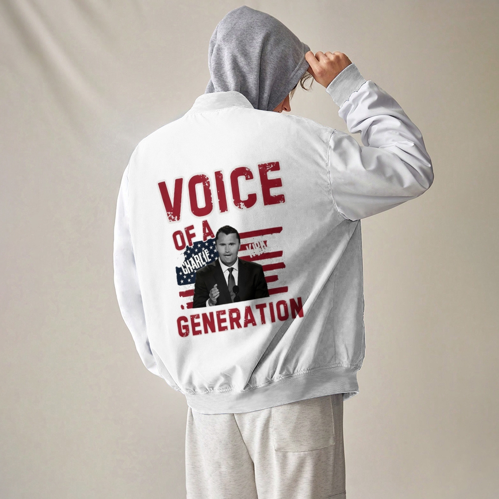 Voice Of A Generation Patriotic-themed baseball jacket featuring pockets-TP MERCH