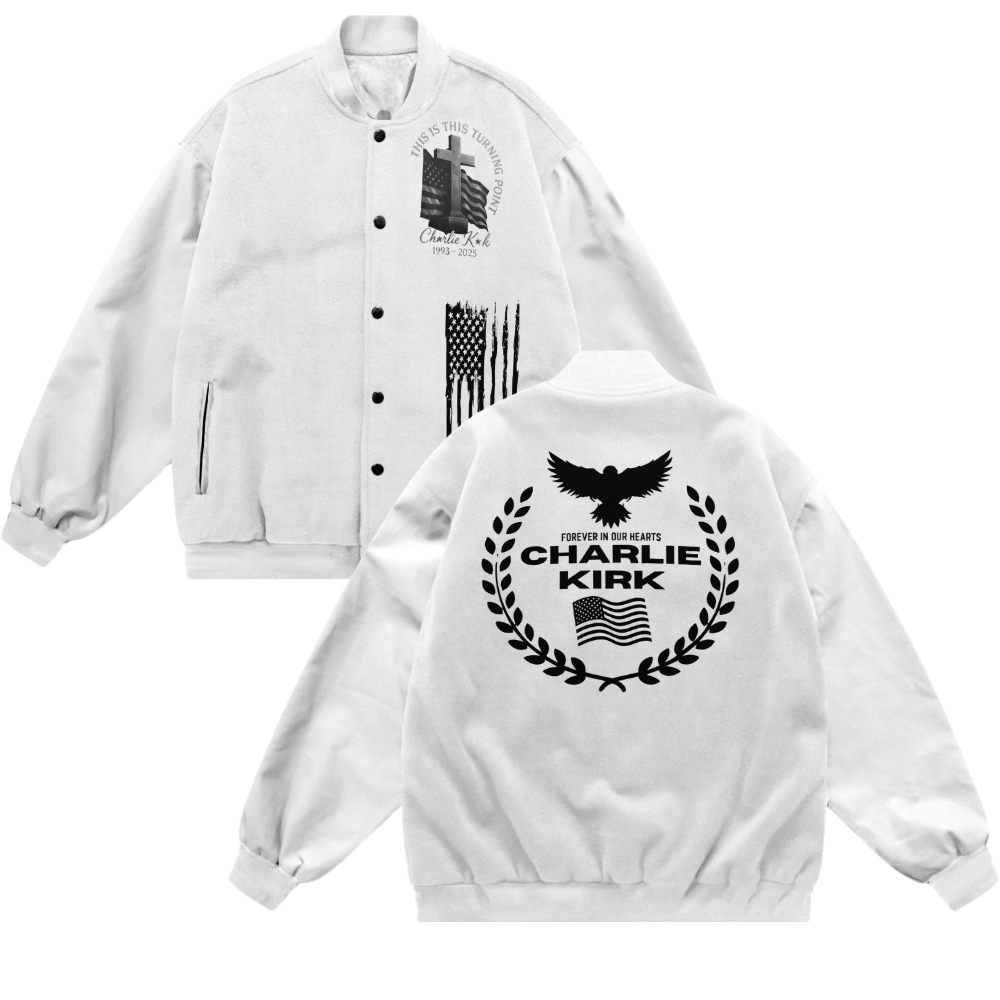 Forever In Our Hearts Patriotic-themed baseball jacket featuring pockets-TP MERCH