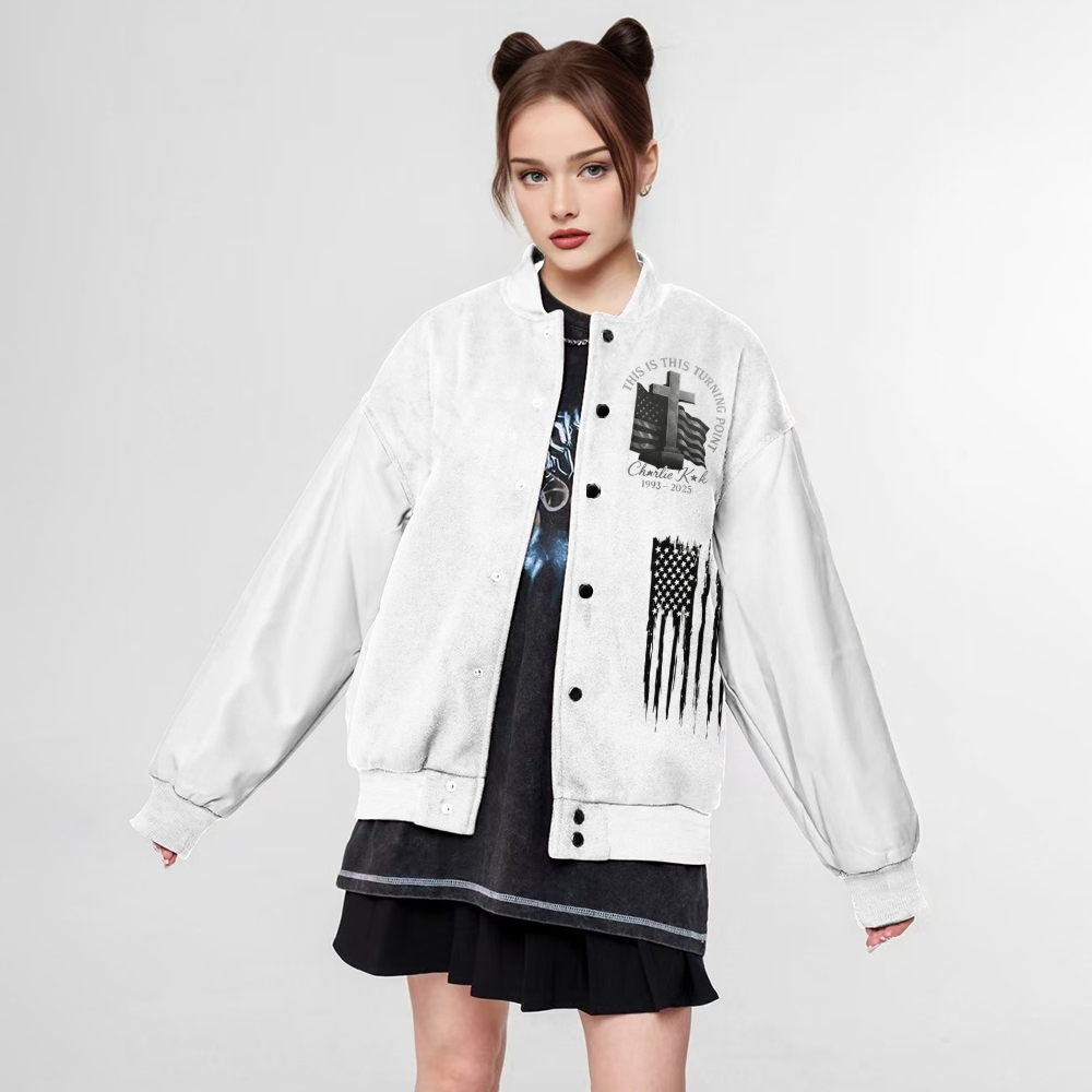 Forever In Our Hearts Patriotic-themed baseball jacket featuring pockets-TP MERCH