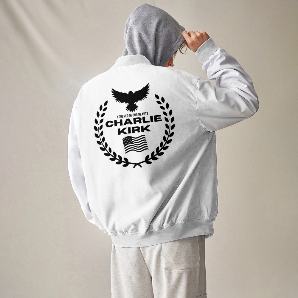 Forever In Our Hearts Patriotic-themed baseball jacket featuring pockets-TP MERCH