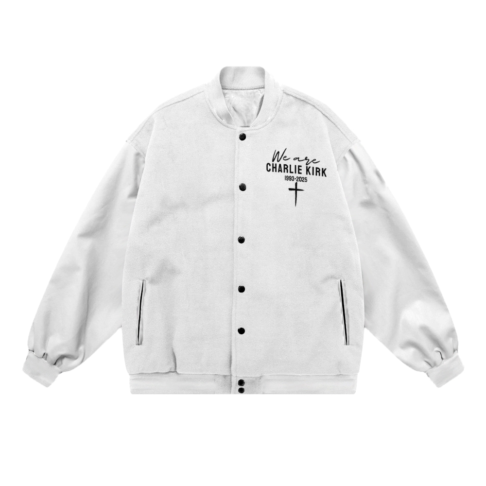 We Are All Charlie Kirk Patriotic-themed baseball jacket featuring pockets-TP MERCH