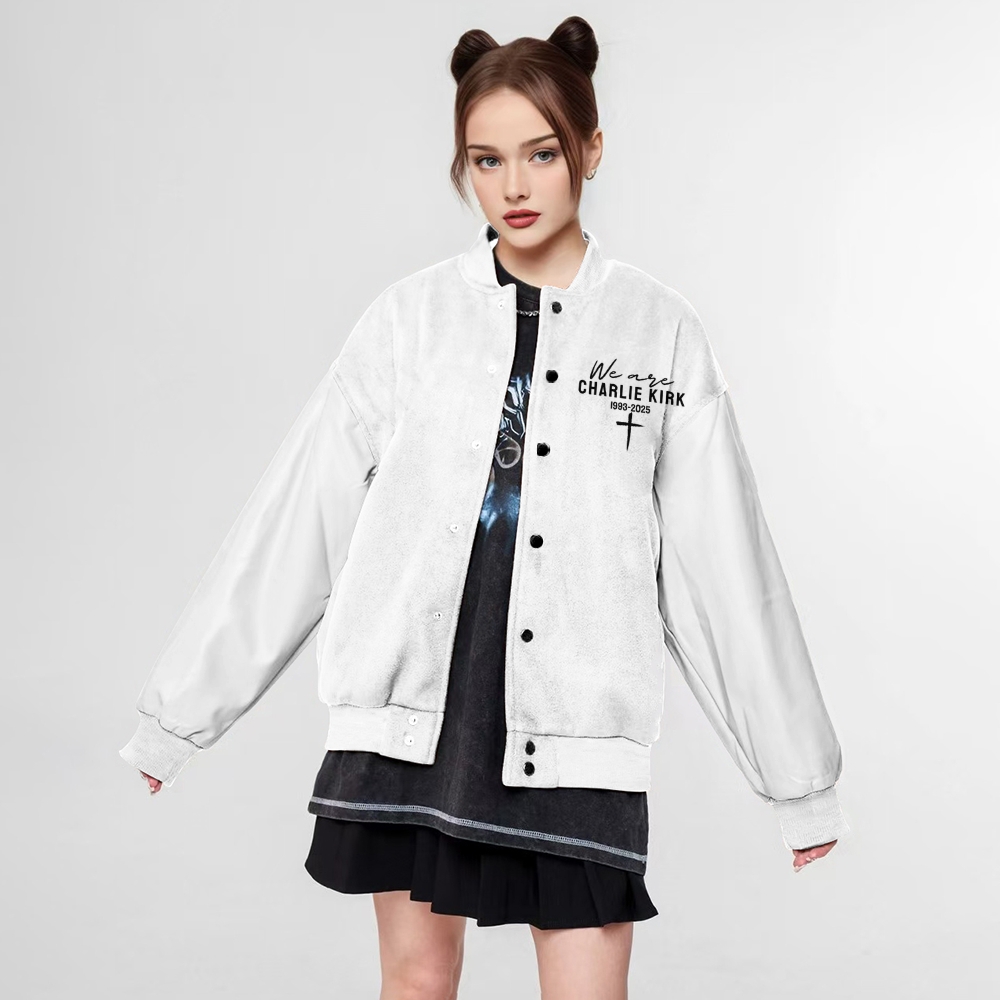 We Are All Charlie Kirk Patriotic-themed baseball jacket featuring pockets-TP MERCH