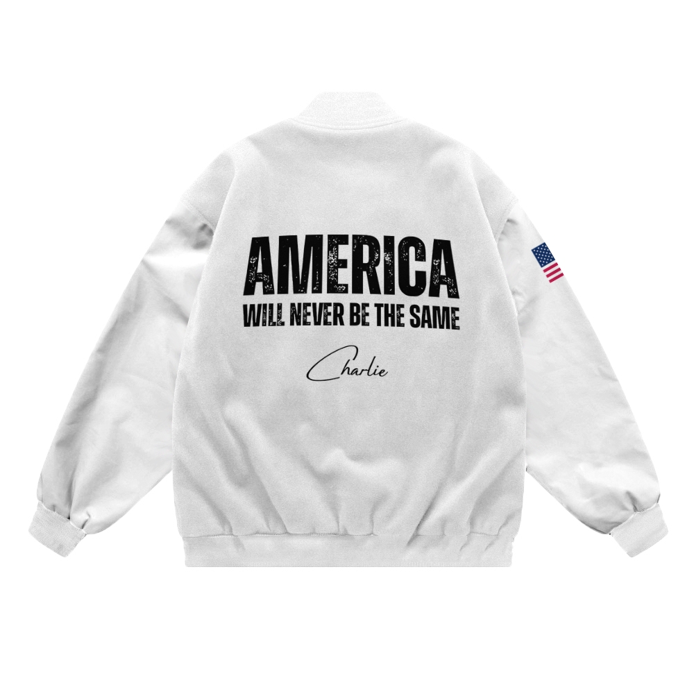 Freedom American Flag Patriotic-themed baseball jacket featuring pockets-TP MERCH