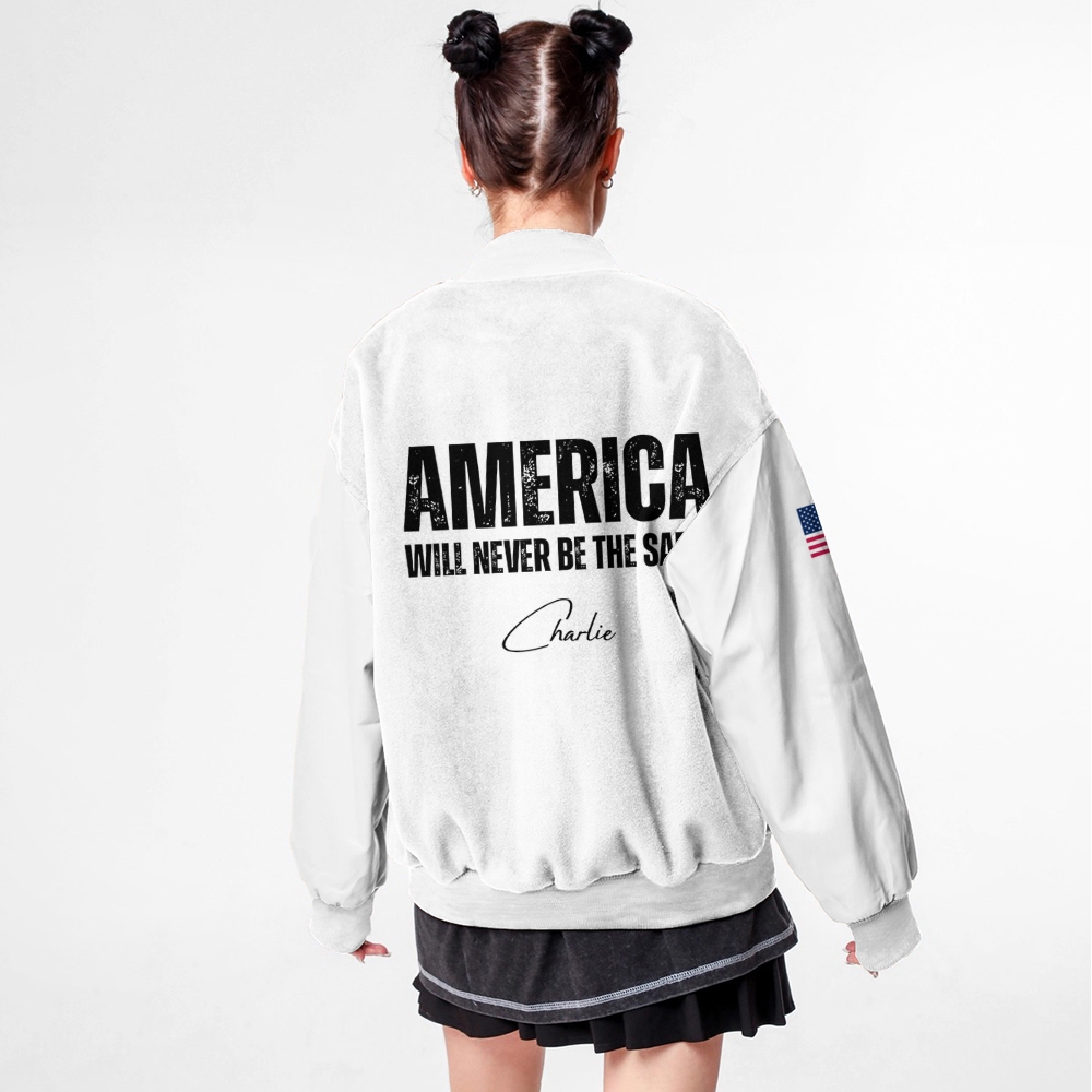Freedom American Flag Patriotic-themed baseball jacket featuring pockets-TP MERCH